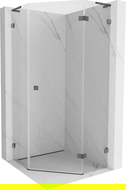 Mexen Lunar L pentagonal right-hinged shower enclosure 90x90 cm, transparent, brushed gun gray - 831L-090P-090L-66-00-P