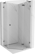 Mexen Lunar L pentagonal shower enclosure, right hinged 90x90 cm, transparent, brushed gun gray - 831L-090P-090L-66-00-P