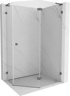 Mexen Lunar L pentagonal shower enclosure, right hinged, 100x80 cm, transparent, brushed gun gray - 831L-100P-080L-66-00-P
