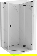 Mexen Lunar L pentagonal right hinged shower cabin 80 x 80 cm, transparent, black - 831L-080P-080L-70-00-P
