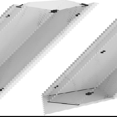 Mexen Lunar L pentagonal hinged shower enclosure right 100 x 80 cm, transparent, black - 831L-100P-080L-70-00-P