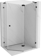 Mexen Lunar L pentagonal right-hinged shower enclosure 100 x 90 cm, transparent, black - 831L-100P-090L-70-00-P