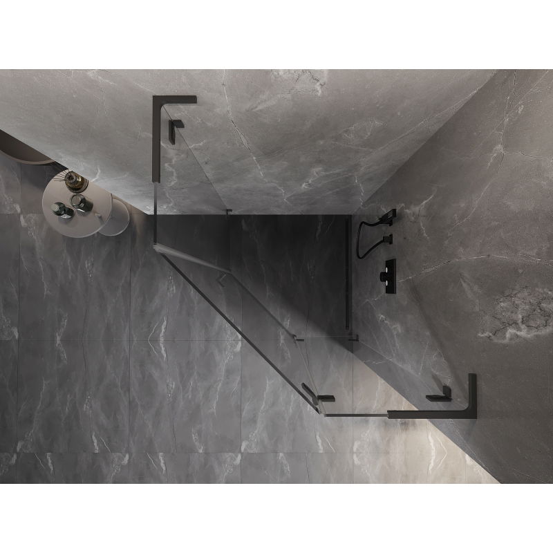 Mexen Lunar L Pentagonal Shower Enclosure Swing Right 80 x 80 cm, Transparent, Gun Metal - 831L-080P-080L-95-00-P