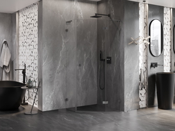 Mexen Lunar L pentagonal right-hinged shower enclosure 90 x 90 cm, transparent, gun metal - 831L-090P-090L-95-00-P