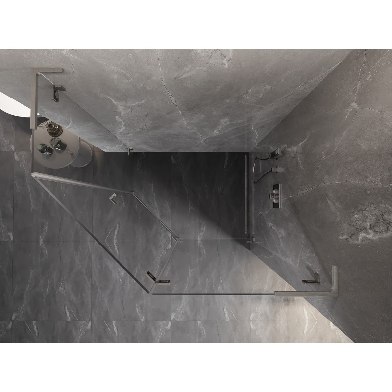 Mexen Lunar L pentagonal right hinged shower cabin 90 x 80 cm, transparent, brushed nickel - 831L-090P-080L-97-00-P