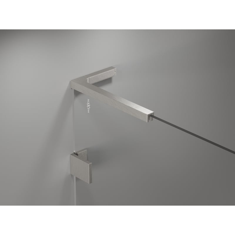 Mexen Lunar L pentagonal shower enclosure right hinged 100x80 cm, transparent, brushed nickel - 831L-100P-080L-97-00-P