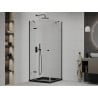 Mexen Roma swinging shower enclosure 80 x 80 cm, transparent, black + Flat shower tray, black - 854-080-080-70-00-4070B