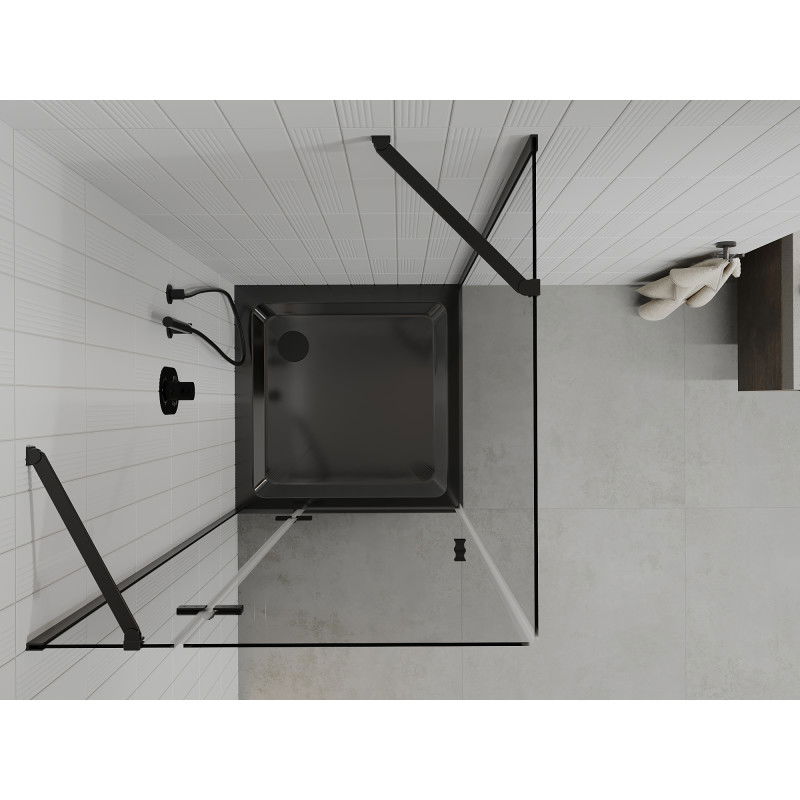 Mexen Roma hinged shower cabin 80 x 80 cm, transparent, black + Flat tray, black - 854-080-080-70-00-4070B