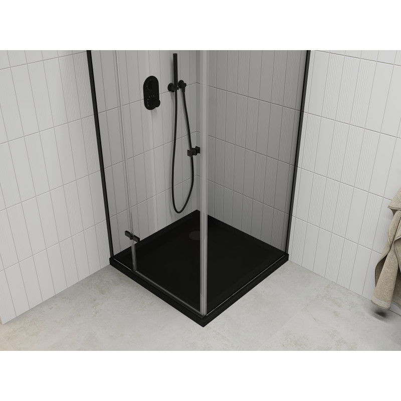 Mexen Roma hinged shower cabin 80 x 80 cm, transparent, black + Flat tray, black - 854-080-080-70-00-4070B