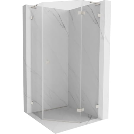 Mexen Lunar L pentagonal hinged right shower enclosure 100x100 cm, transparent, brushed nickel - 831L-100P-100L-97-00-P