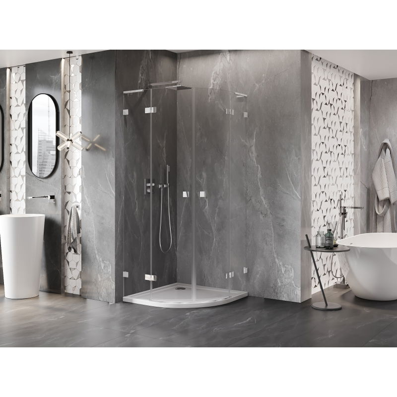 Mexen Lunar L semicircular swing shower cabin 70 x 70 cm, transparent, chrome - 833L-070L-070P-01-00