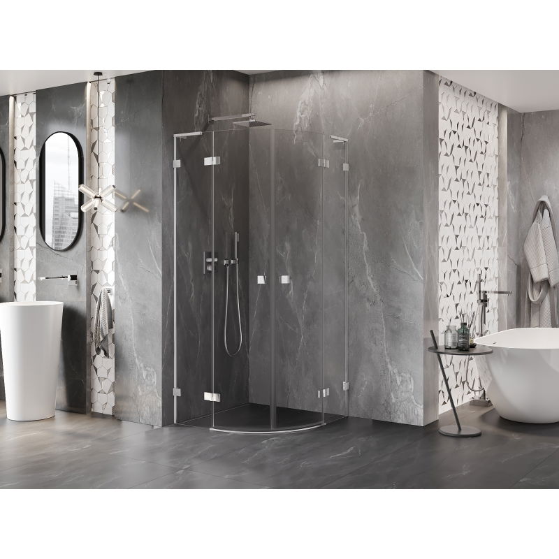 Mexen Lunar L semi-circular hinged shower cabin 80 x 80 cm, transparent, chrome - 833L-080L-080P-01-00