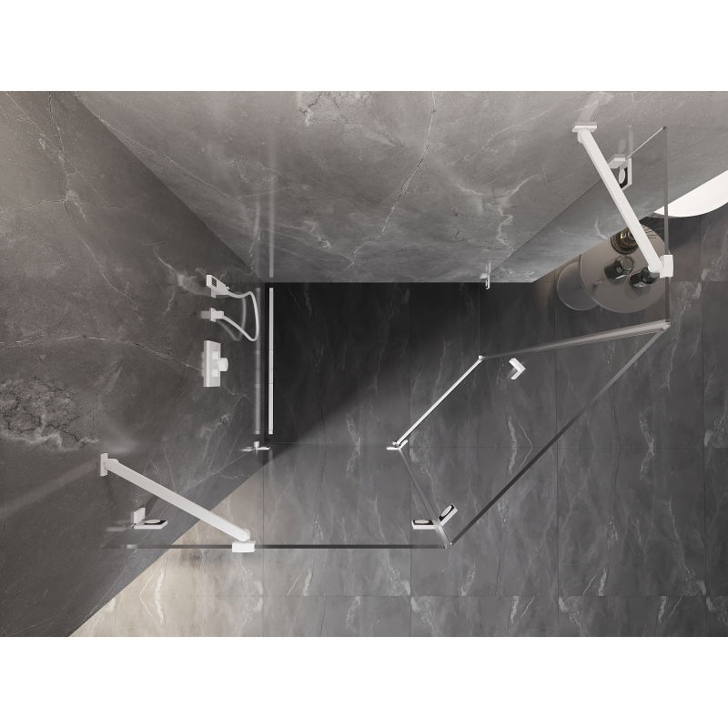 Mexen Lunar pentagonal shower enclosure, left hinged 90 x 80 cm, transparent, white - 831-090L-080P-20-00-L