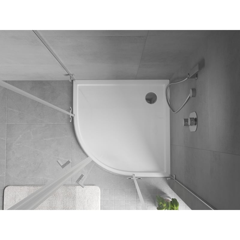 Mexen Flow semi-circular slim shower tray 100 x 100 cm, white gloss - 46Q101010