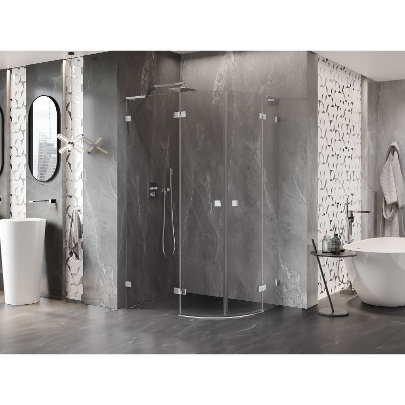 Mexen Lunar L semi-circular shower enclosure left 100 x 80 cm, transparent, chrome - 833L-100L-080P-01-00