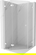 Mexen Lunar pentagonal left-side hinged shower enclosure 90 x 90 cm, transparent, white - 831-090L-090P-20-00-L