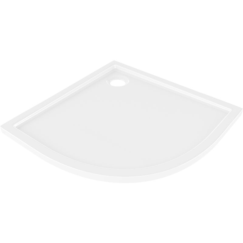 Mexen Flow semicircular slim shower tray 80 x 80 cm, white gloss - 46Q108080