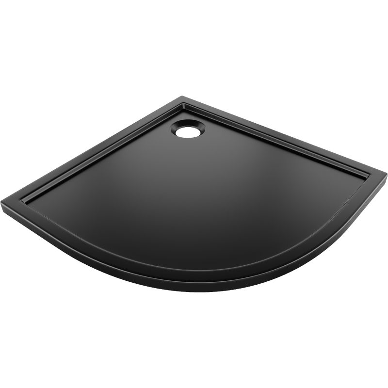 Mexen Flow semi-circular slim shower tray 80 x 80 cm, black matte - 46Q708080
