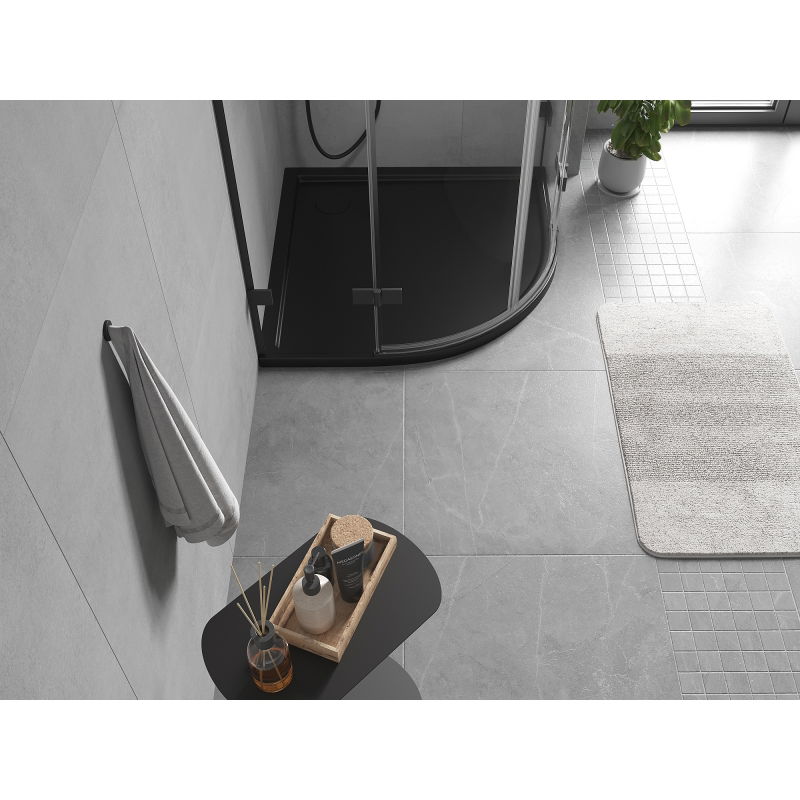 Mexen Flow semi-circular slim shower tray 80 x 80 cm, black matte - 46Q708080