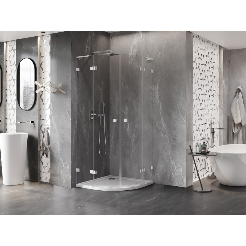 Mexen Lunar L semi-circular hinged shower cabin 100 x 100 cm, transparent, chrome - 833L-100L-100P-01-00