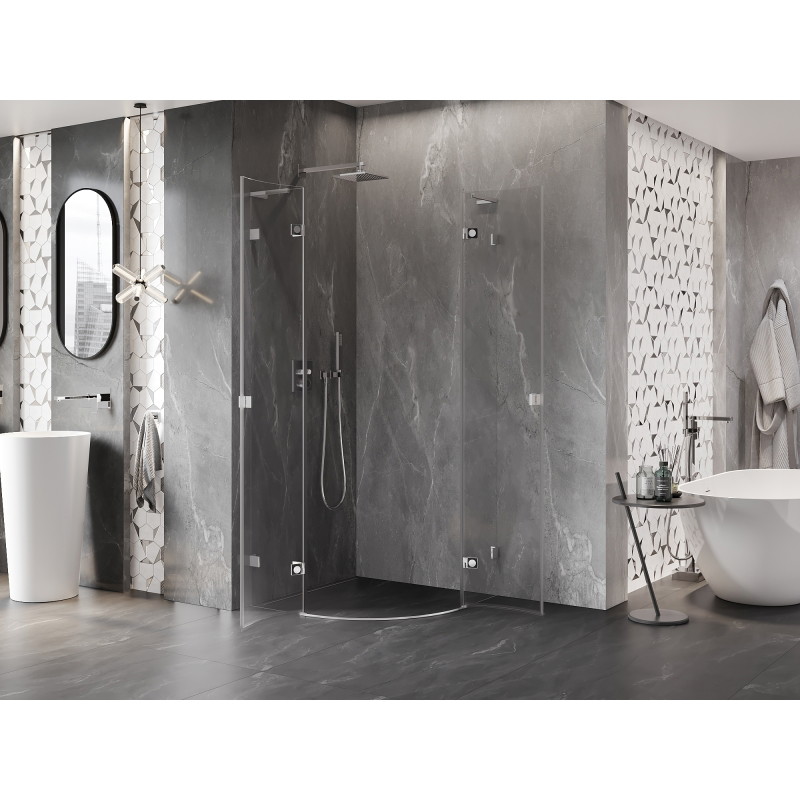 Mexen Lunar L semi-circular hinged shower cabin 100 x 100 cm, transparent, chrome - 833L-100L-100P-01-00