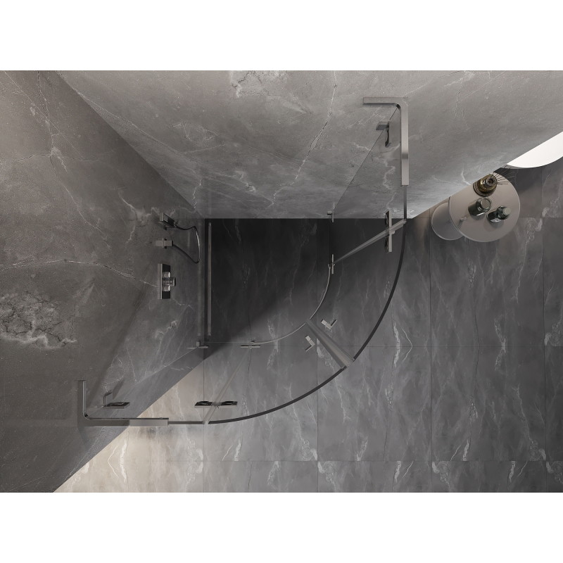 Mexen Lunar L semi-circular hinged shower cabin 100 x 100 cm, transparent, chrome - 833L-100L-100P-01-00