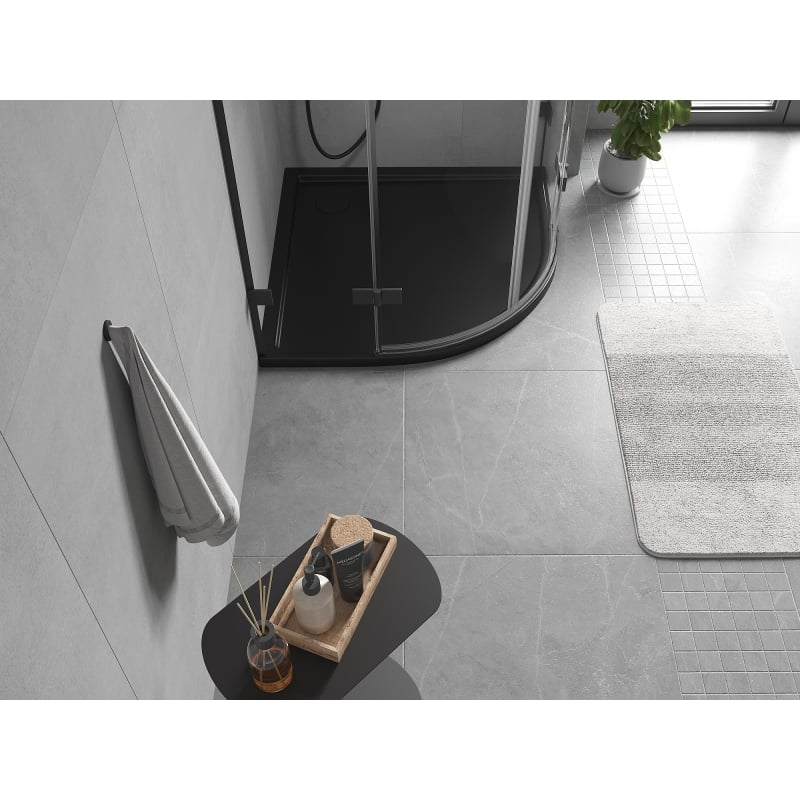 Mexen Flow semi-circular slim shower tray 100 x 100 cm, black matt - 46Q701010
