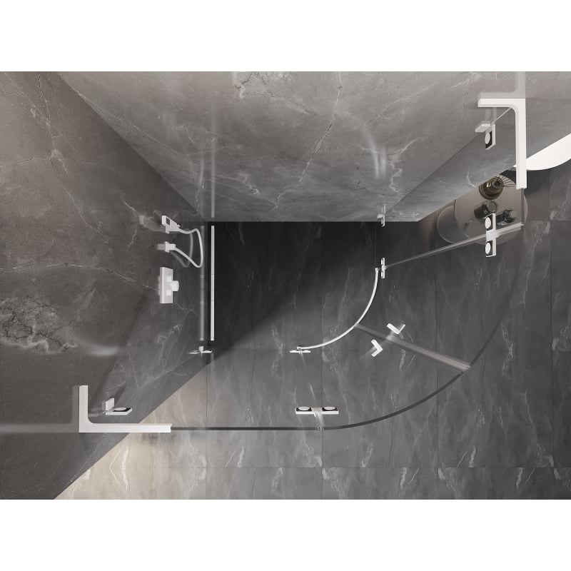 Mexen Lunar L semi-circular shower cabin swing left 80 x 70 cm, transparent, white - 833L-080L-070P-20-00