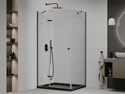 Mexen Roma swing shower cabin 80 x 100 cm, transparent, black + Flat tray, black - 854-080-100-70-00-4070B