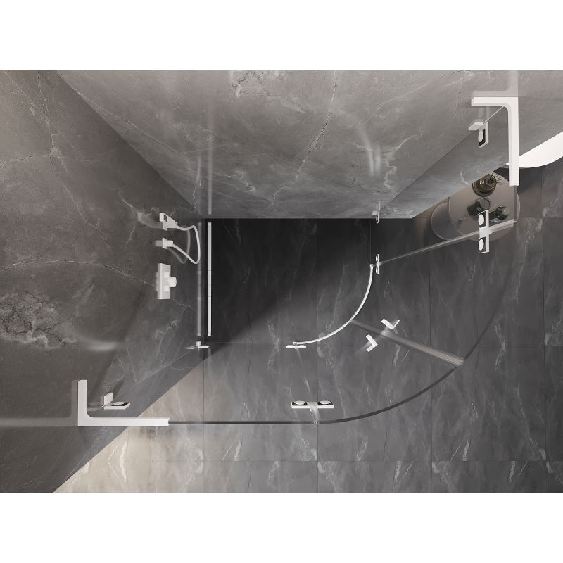 Mexen Lunar L semi-circular shower enclosure left-hinged 100 x 90 cm, transparent, white - 833L-100L-090P-20-00