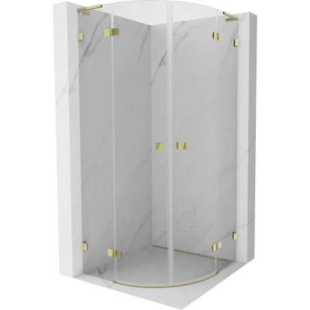 Mexen Lunar L semi-circular pivot shower enclosure 90 x 90 cm, transparent, gold - 833L-090L-090P-50-00