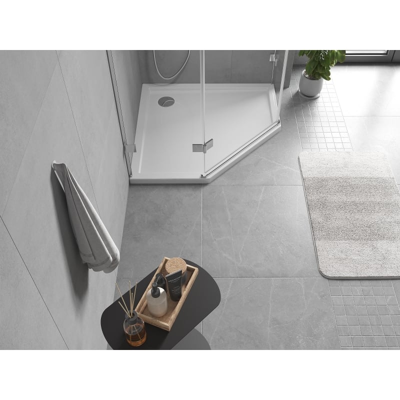 Mexen Flow pentagonal slim shower tray 80 x 80 cm, white gloss - 46P108080