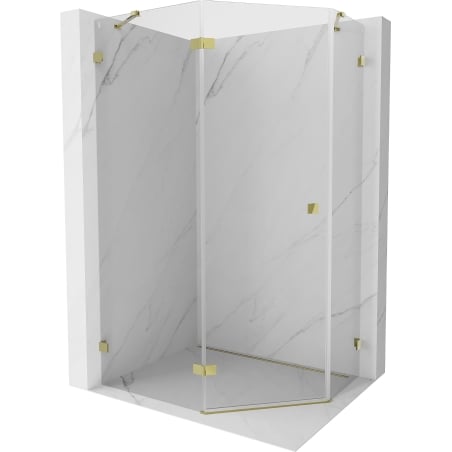 Mexen Lunar pentagonal left hinged shower enclosure 90 x 80 cm, transparent, gold - 831-090L-080P-50-00-L