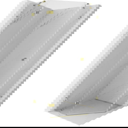 Mexen Lunar five-sided left pivot shower enclosure 90 x 90 cm, transparent, gold - 831-090L-090P-50-00-L