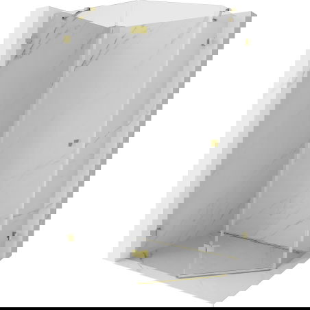 Mexen Lunar pentagonal left-hinged shower enclosure 100 x 80 cm, transparent, gold - 831-100L-080P-50-00-L