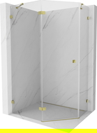 Mexen Lunar pentagonal left-hinged shower enclosure 100 x 80 cm, transparent, gold - 831-100L-080P-50-00-L