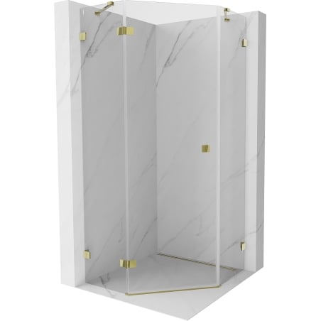 Mexen Lunar pentagonal shower enclosure swing left 100 x 100 cm, transparent, gold - 831-100L-100P-50-00-L