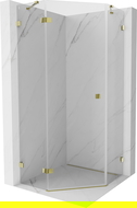 Mexen Lunar pentagonal shower enclosure left hinged 100 x 100 cm, transparent, gold - 831-100L-100P-50-00-L