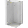 Mexen Lunar pentagonal shower cabin with left-hinged door 80 x 80 cm, transparent, brushed gold - 831-080L-080P-55-00-L
