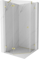 Mexen Lunar pentagonal shower cabin with left-hinged door 80 x 80 cm, transparent, brushed gold - 831-080L-080P-55-00-L