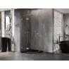 Mexen Lunar pentagonal pivot shower enclosure left 80 x 80 cm, transparent, brushed gold - 831-080L-080P-55-00-L