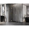 Mexen Lunar pentagonal shower cabin with left-hinged door 80 x 80 cm, transparent, brushed gold - 831-080L-080P-55-00-L