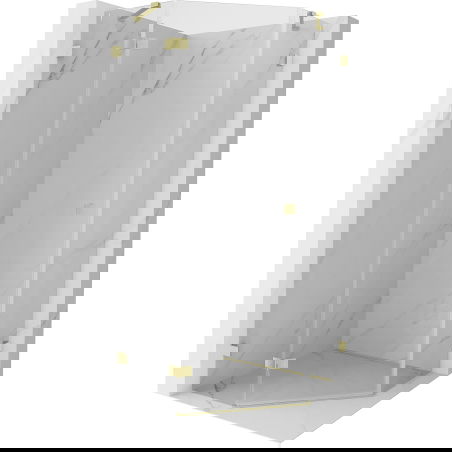 Mexen Lunar pentagonal shower enclosure left hinge 90 x 90 cm, transparent, brushed gold - 831-090L-090P-55-00-L