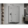 Mexen Roma 90 x 100 cm Swing Shower Enclosure, Transparent, Black + Flat Tray, Black - 854-090-100-70-00-4070B