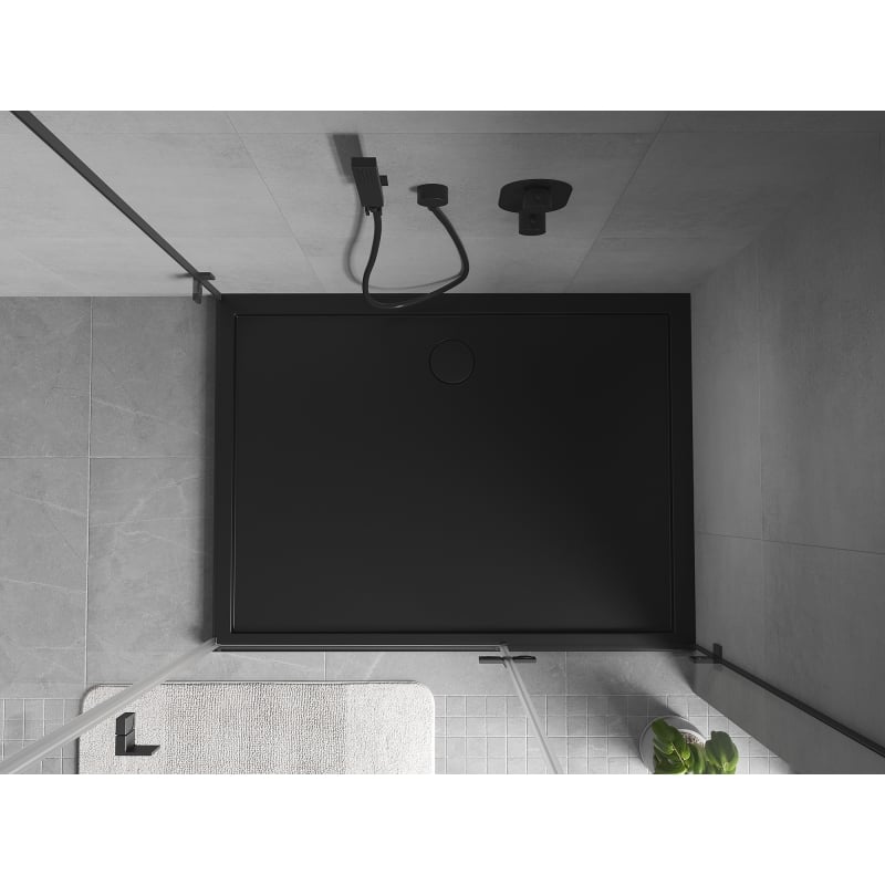 Mexen Flow rectangular slim shower tray 75 x 70 cm, black matte - 46R707075