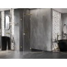 Mexen Lunar pentagonal hinged left shower cabin 100 x 80 cm, transparent, brushed gold - 831-100L-080P-55-00-L