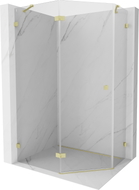 Mexen Lunar pentagonal hinged left shower cabin 100 x 80 cm, transparent, brushed gold - 831-100L-080P-55-00-L