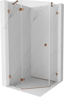 Mexen Lunar pentagonal shower cabin hinged left 80 x 80 cm, transparent, pink gold - 831-080L-080P-60-00-L