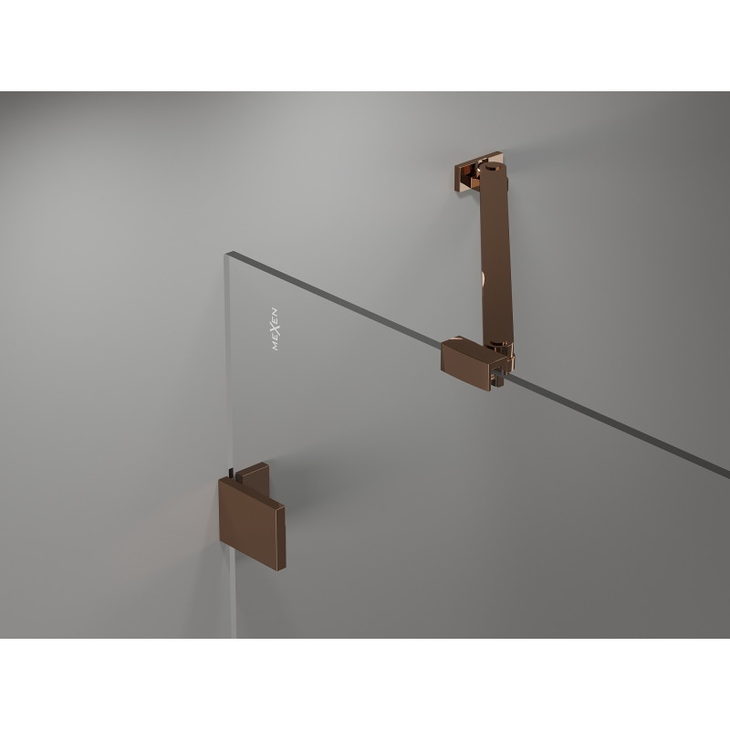 Mexen Lunar pentagon shower cabin with a left-side hinged door 80 x 100 cm, transparent, rose gold - 831-080L-100P-60-00-L