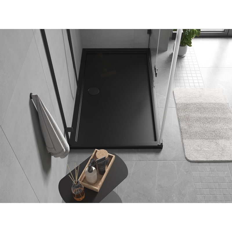 Mexen Flow rectangular slim shower tray 160 x 90 cm, black matte - 46R709016